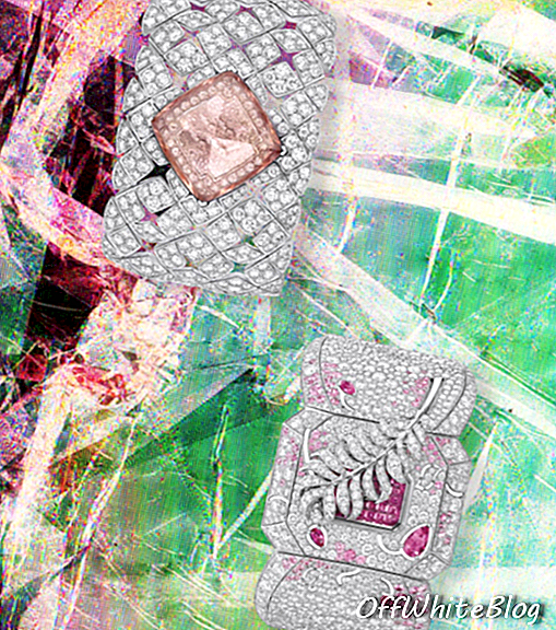Van boven: Signature Morganite witgoud geheim horloge met diamanten en morganite, en Les Éternelles de Chanel witgoud geheim horloge met diamanten en roze saffieren.