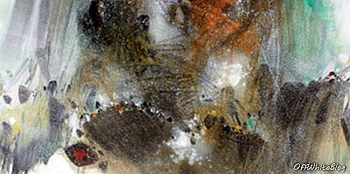 CHU TEH-CHUN (ZHU DEQUN, Francúzsko / Čína, 1920-2014) VERTIGE NEIGEUX (SNOWY VERTIGO) Olej na plátne Každý: 200 x 200 cm. (78 ¾ x 78 ¾ palcov). (2) Celkovo: 200 x 400 cm. (78 ¾ x 157 ½ palca)