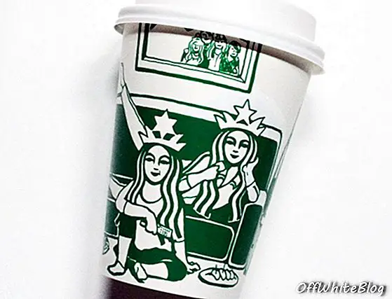 Tazze Starbucks illustrate dall'artista Soo Min Kim Designboom 07