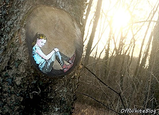 Figuras de pintura de Jana Js encerradas en círculos de tronco de árbol Designboom 05