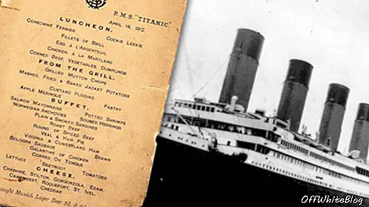 Het laatste lunchmenu van Titanic wordt geveild