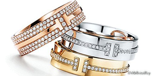Tiffany T δύο δαχτυλίδι σε 18 k αυξήθηκε χρυσό λευκό χρυσό με διαμάντια