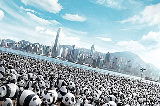 Papier-mâché-pandaer til Hong Kong