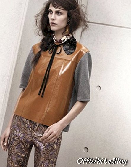 H & M के लिए चमड़े के शीर्ष रेशम पतलून Marni