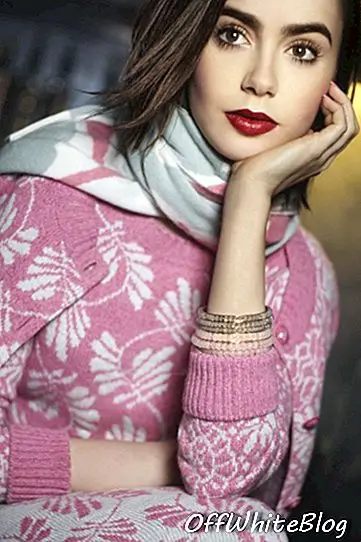 Lily Collins posa para campanha Barrie Knitwear
