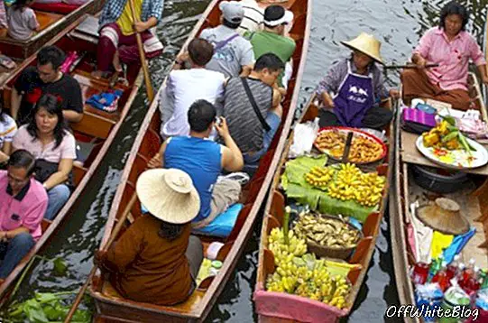 Mercato galleggiante della Tailandia Bangkok