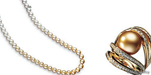 Разноцветное южно-морское жемчужное ожерелье с золотым южно-морским жемчужным кольцом с бриллиантами.
