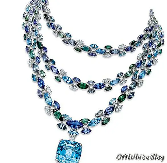 Kolekcija plavih knjiga Tiffany & Co. vodene boje ogrlice s tri niti u boji