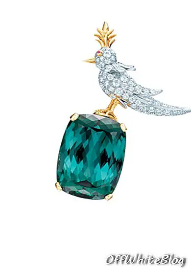 Tiffany & Co.: Jean Schlumberger Bird på en rockkrom turmalin og diamantbrosje