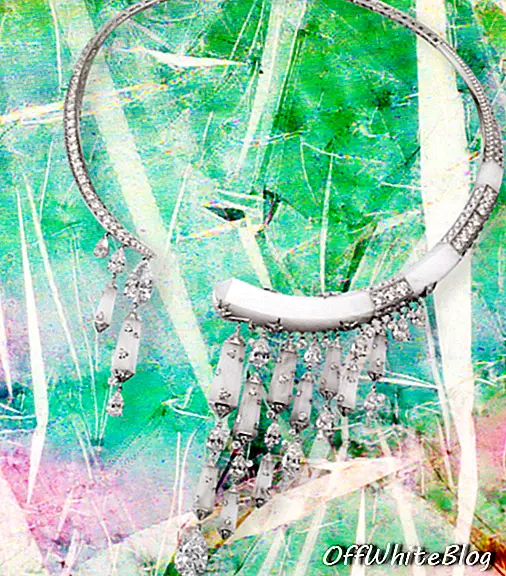 Lumières d’Eau halskæde af platin og hvidguld med frostede klippekrystaller og diamanter.