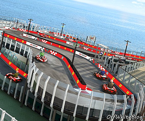 Šanchajuje stovėjęs kruizinis laivas „Norwegian Joy“ yra dviejų aukštų „Ferrari“ markės lenktynių trasa