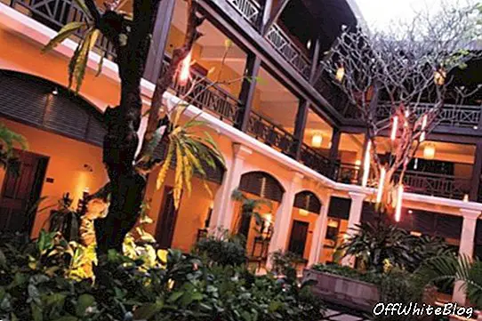 Lobby og indre gårdsplads på Victoria Hotel; Siem Reap; Cambodja