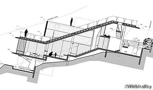 La pendenza che costringe Max Núñez a organizzare gli spazi interni della Ghat House recentemente completata di 340 m² in base alla pendenza